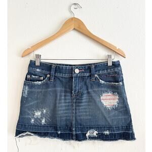 Y2K American Eagle Distressed Micro Miniskirt size 2